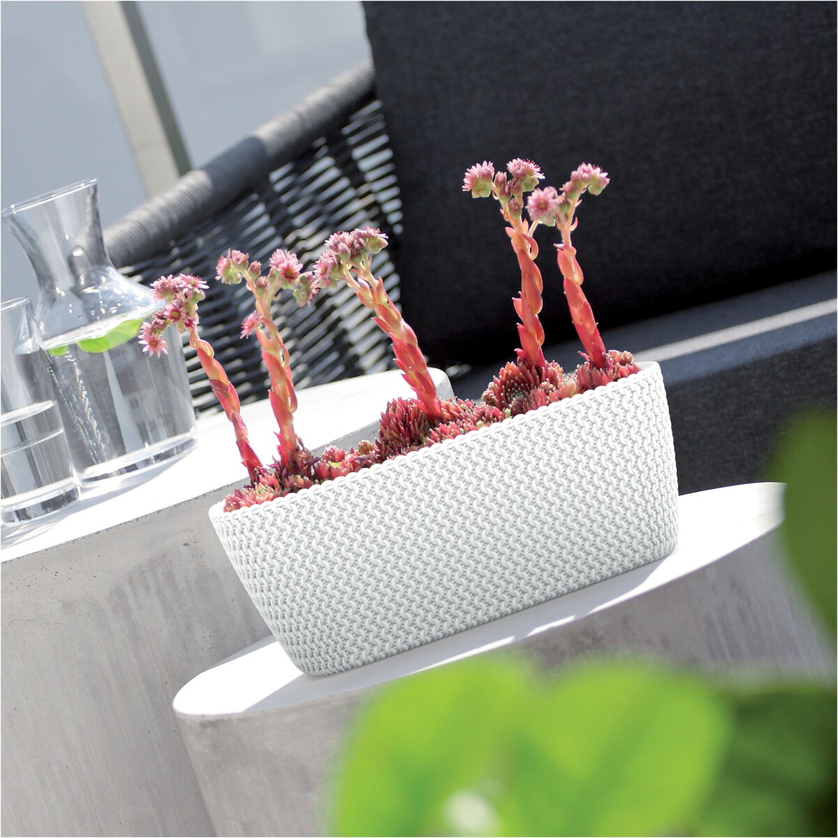 Doniczka Ogrodowa Skrzynka 39,7 Cm Donica Dekoracyjna Do Domu Biała