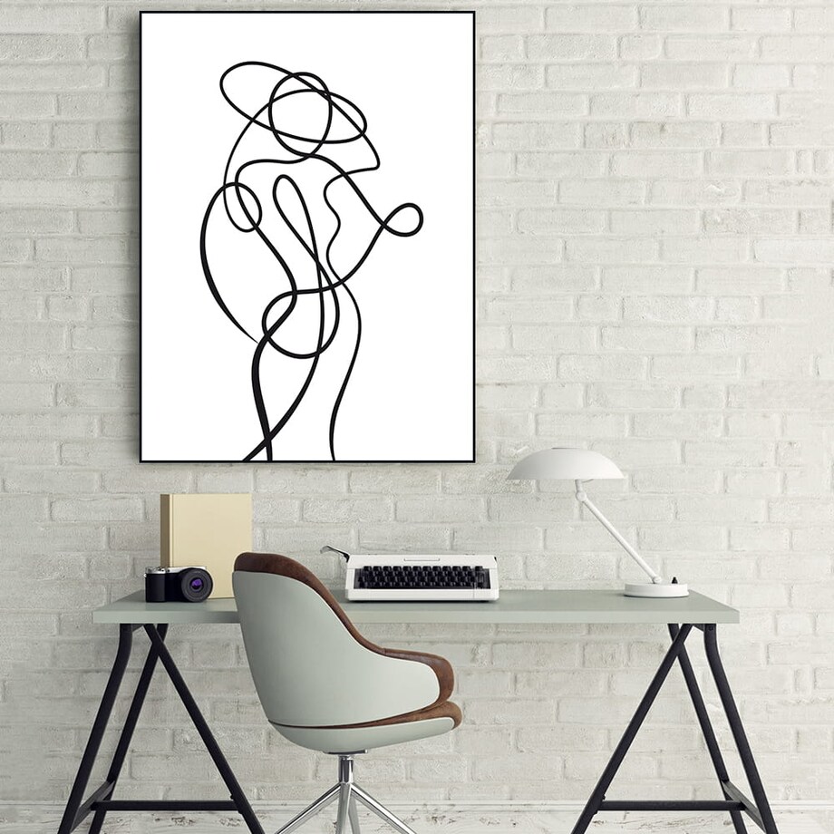 plakat line art kobieta w kapeluszu 2 50x70 cm