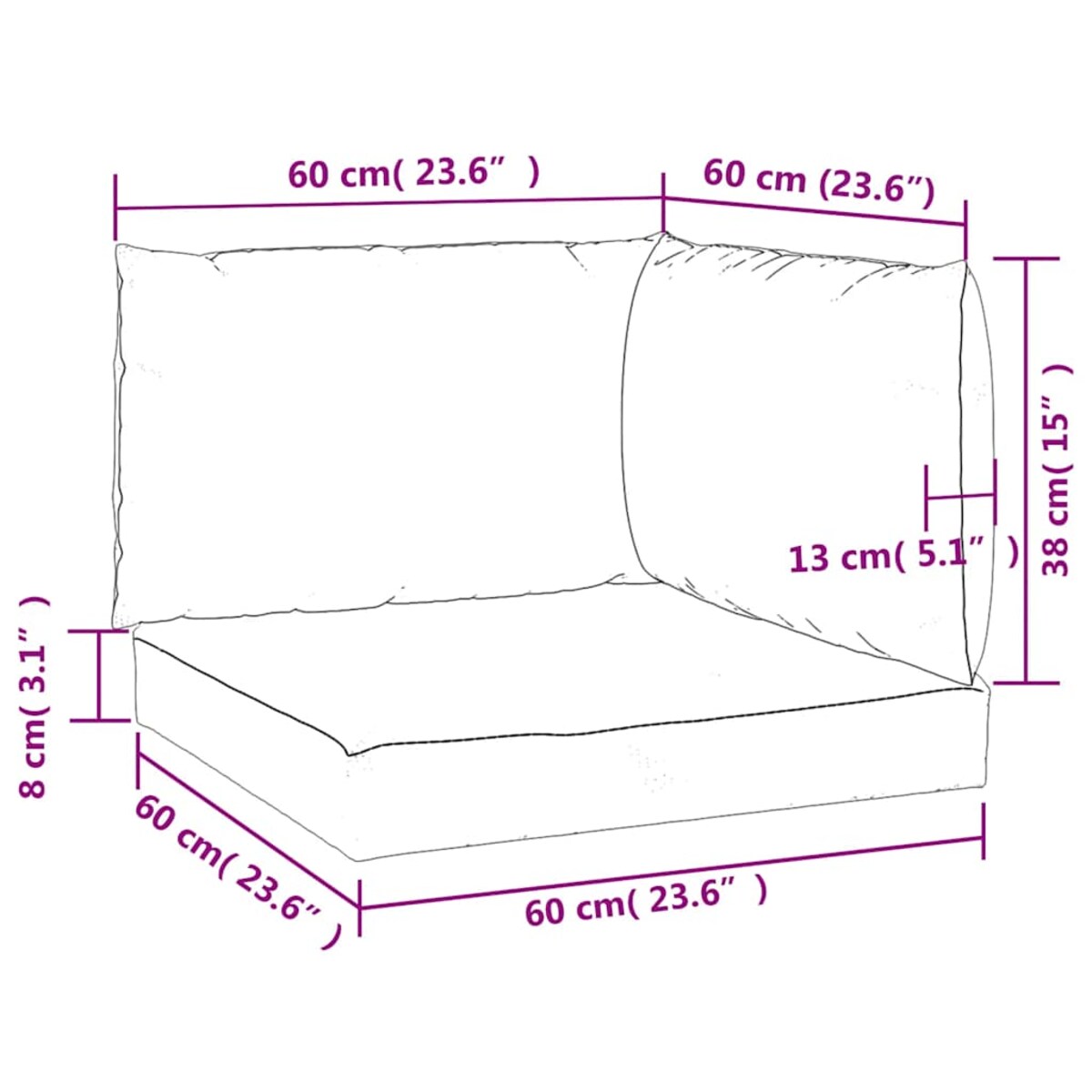 vidaXL Poduszki na palety, 3 szt., niebiesko-białe paski, Oxford