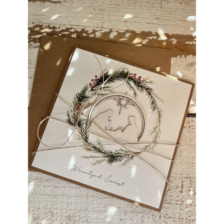 Kartka świąteczna ręcznie robiona na Boże Narodzenie