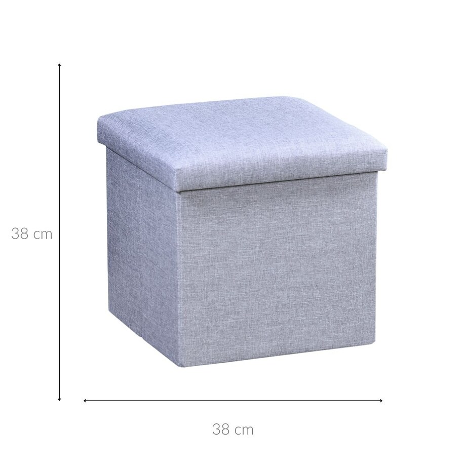 Pufa z miejscem do przechowywania, imitacja lnu, 38 x 38 cm