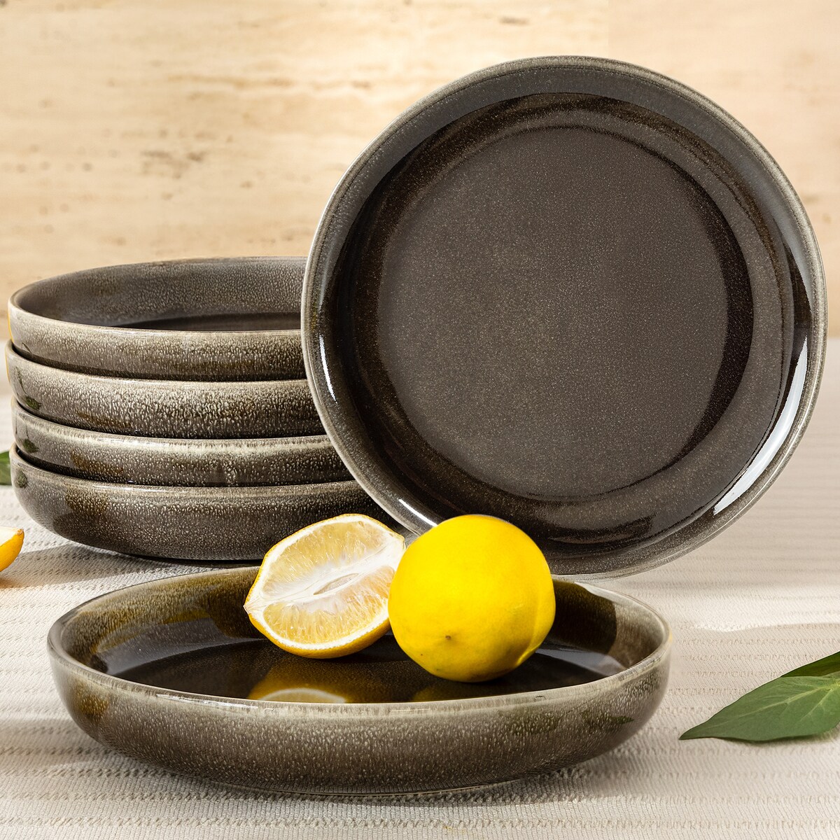 EDA Talerz głęboki 6 szt., brązowy/szary/beżowy