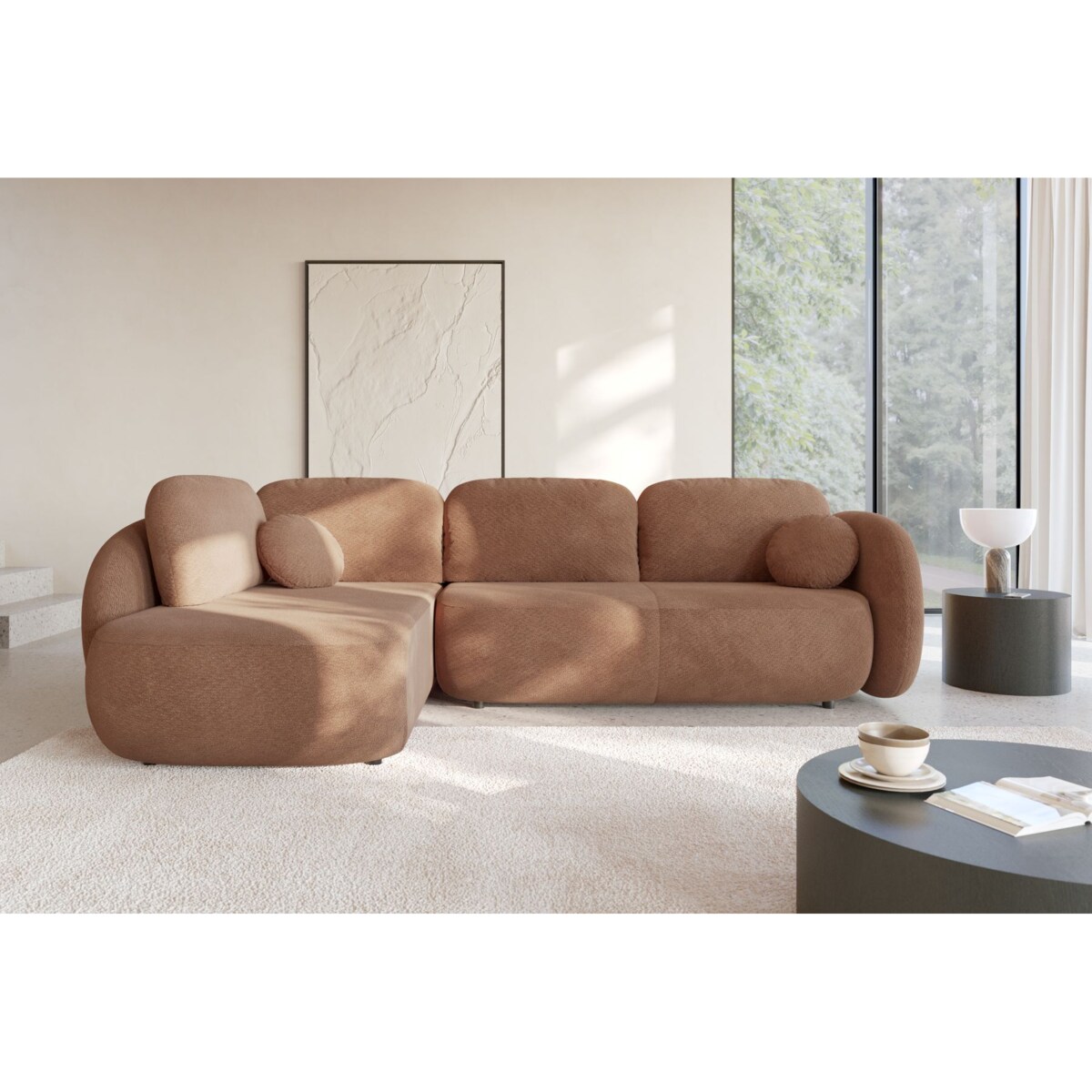 Nowoczesny Narożnik rozkładany OLIVIO II, lewy, brązowy