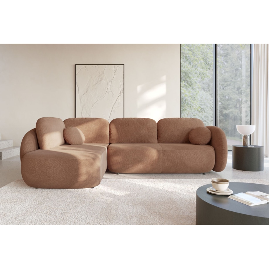 Nowoczesny Narożnik rozkładany OLIVIO II, lewy, brązowy