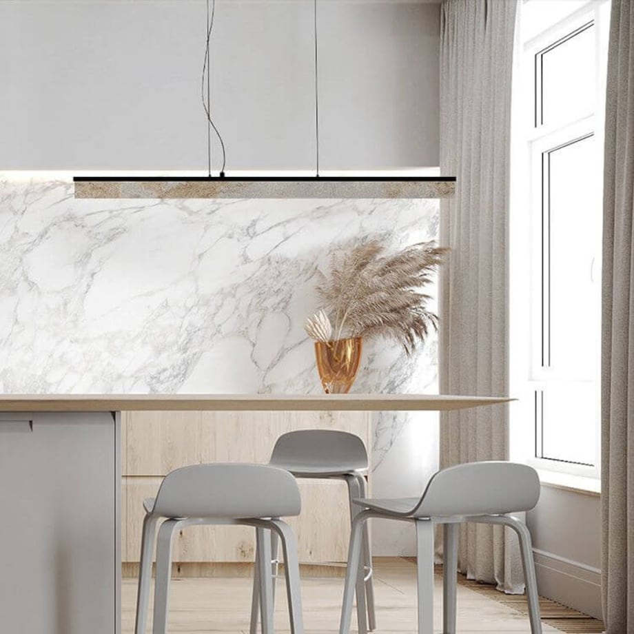 LAMPA wisząca MARBLE STONE MPLS-6602/607Y Abigali marmurowa OPRAWA listwa LED 30W 3000K zwis czarny
