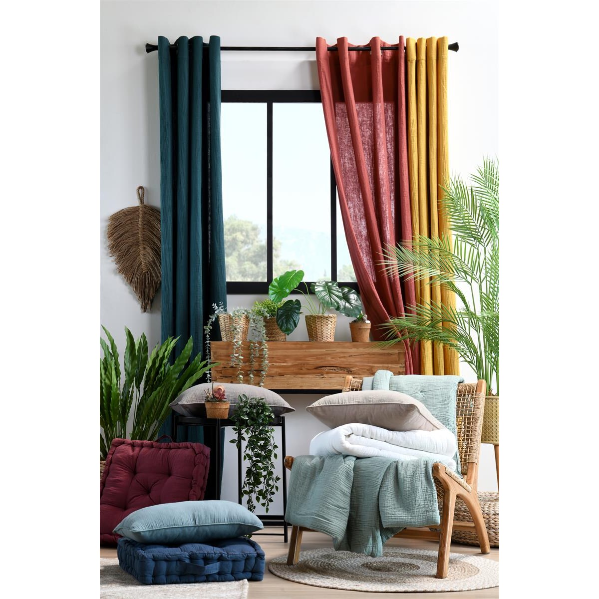 Bawełniana poduszka do siedzenia na podłodze COLINE, 45 x 45 x 10 cm