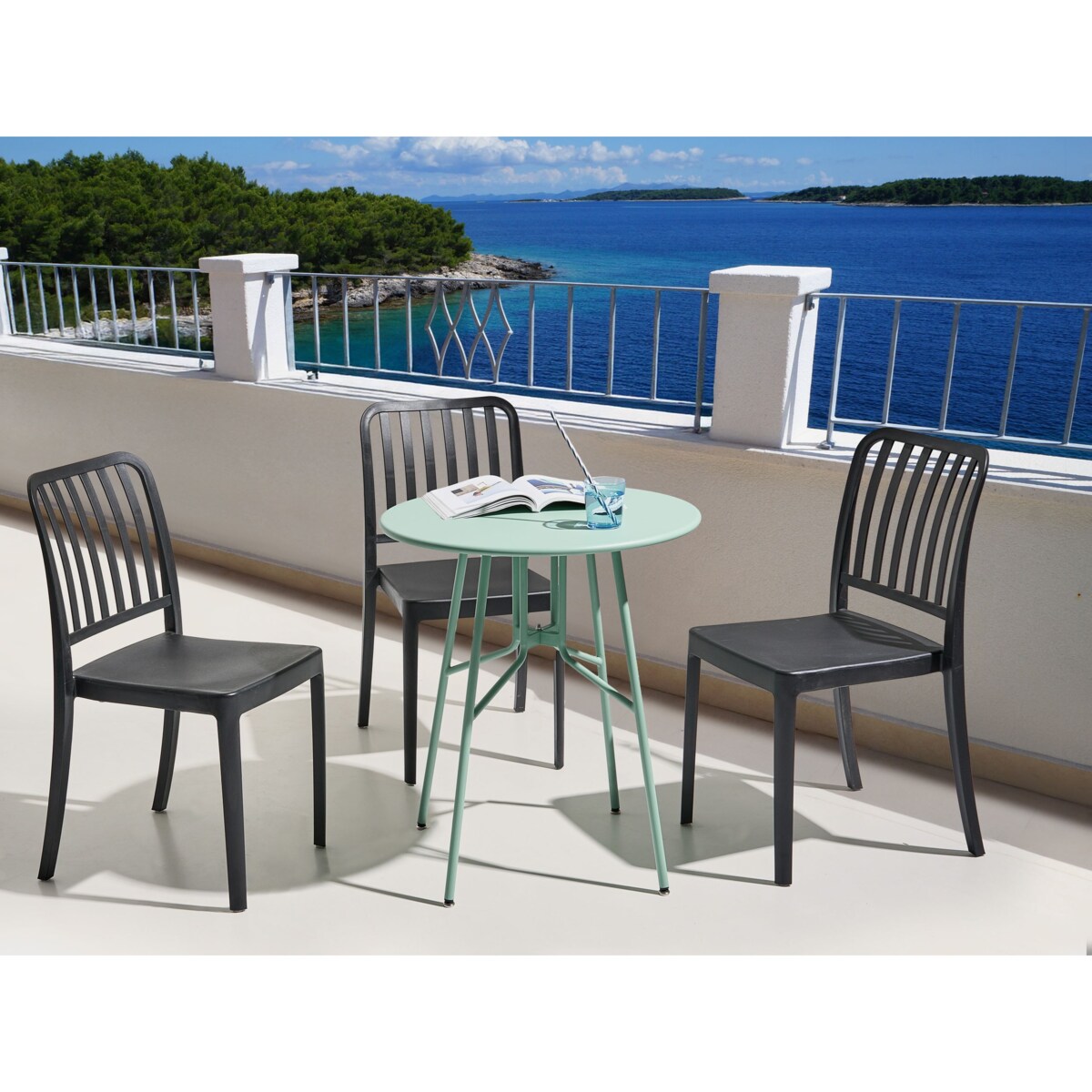 Stolik bistro TALTAL 64 cm 64 cm Metal Jasnozielony