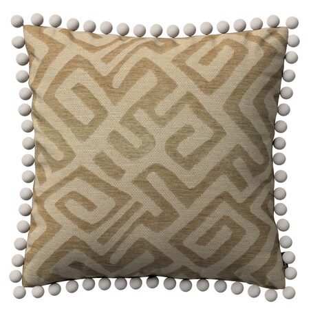 Poszewka Wera na poduszkę 45x45 kawowe wzory na beżowym tle