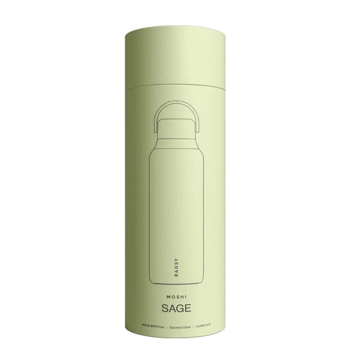 RAGSY MOSHI butelka termiczna z ceramicznym wnętrzem 600 ml, Sage