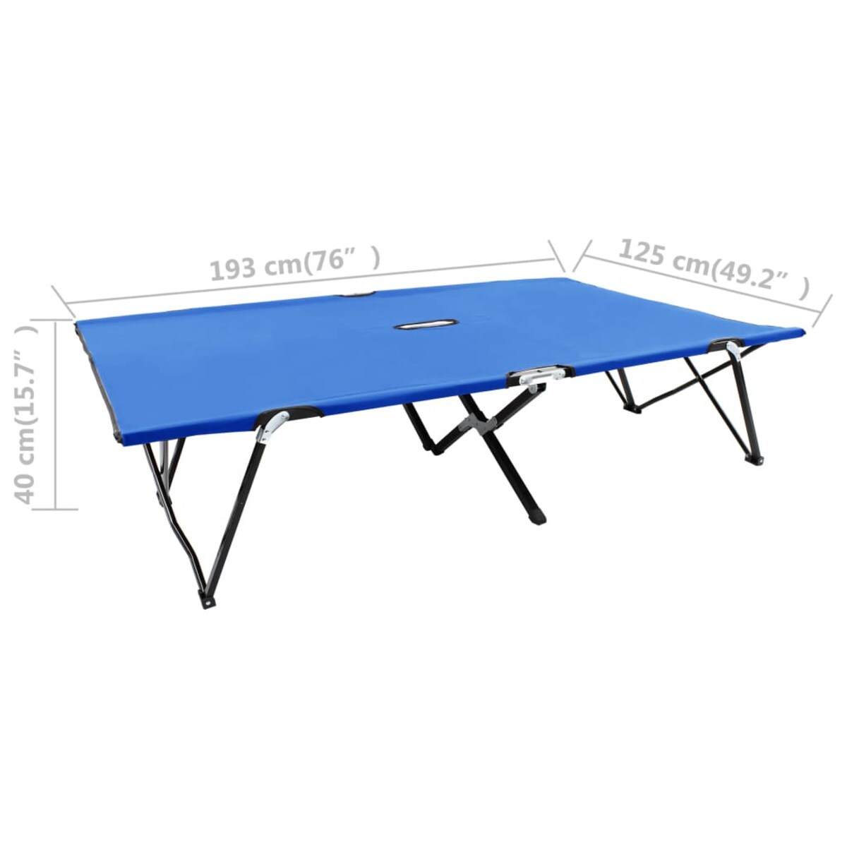 vidaXL Dwuosobowy leżak, składany, niebieski, stal