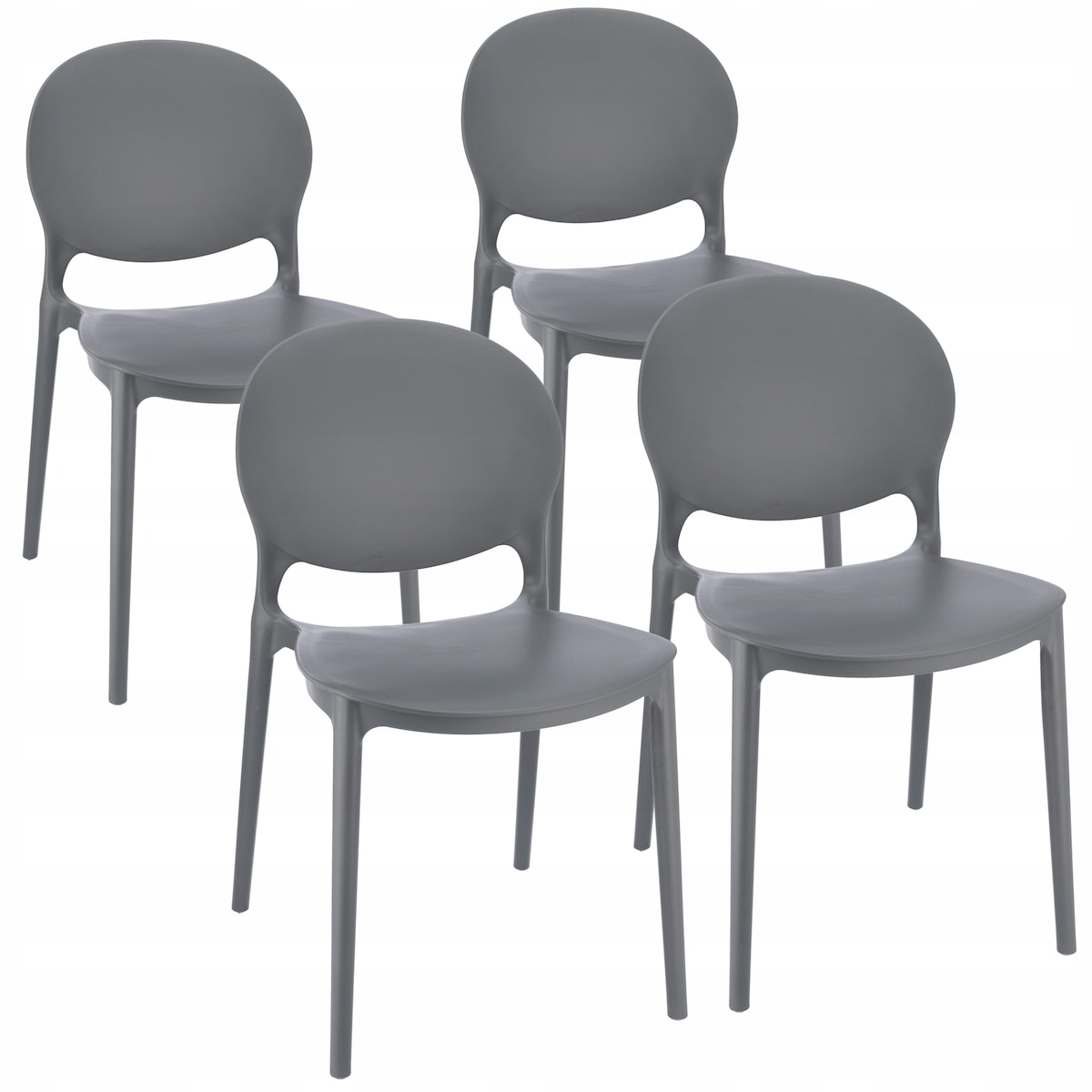 4 x Krzesło ogrodowe JUSTIN wygodne szare