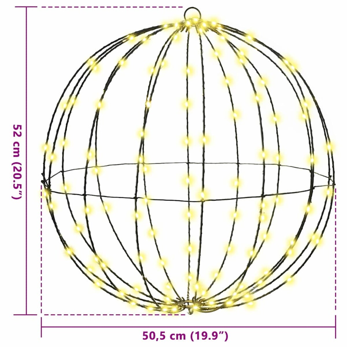 vidaXL Piłka z 160 diodami LED Ciepła biel 50 cm Metal