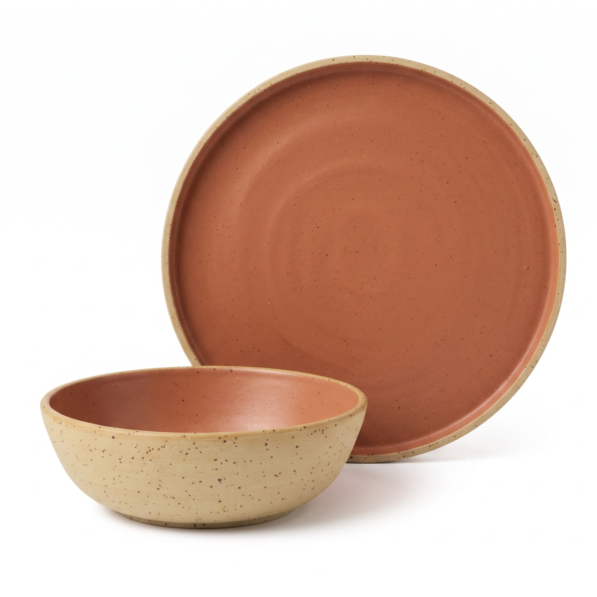 Zestaw ceramiczny talerz 23,5 cm i miseczka handmade z Polski HU.KA Runa