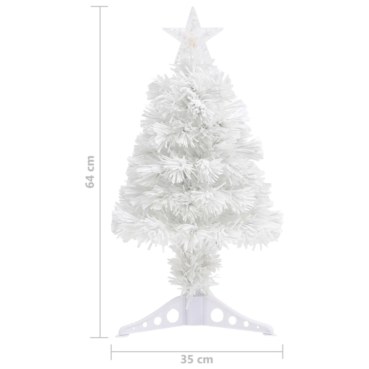 vidaXL Sztuczna choinka z lampkami, biała, 64 cm, włókno optyczne