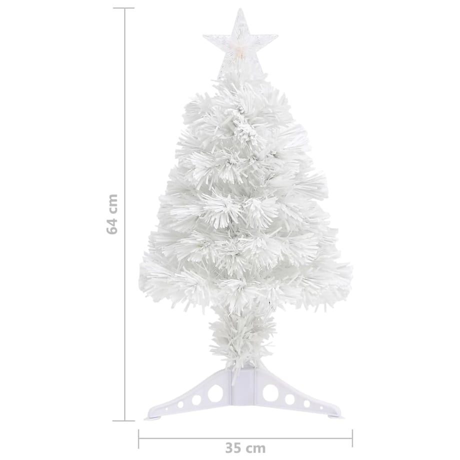 vidaXL Sztuczna choinka z lampkami, biała, 64 cm, włókno optyczne