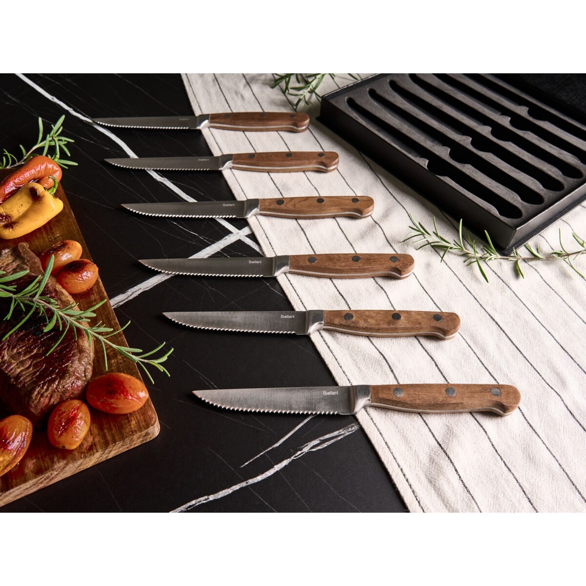 Zestaw 6 noży do steków NAGANO Brązowy