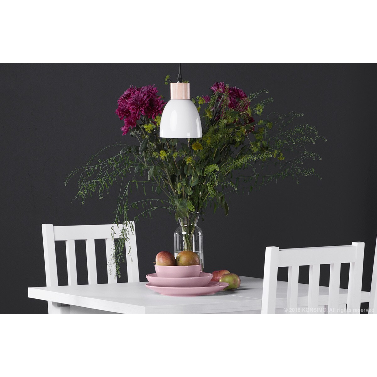 Konsimo KARI Zestaw lamp wiszących 3 szt., biały