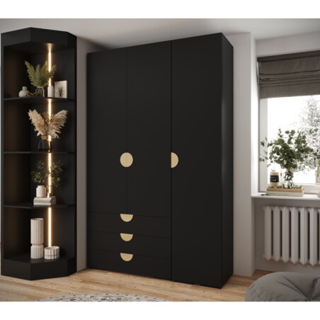 Garderoba wysoka do przedpokoju INOVA 4 Z17 czarny+złoty