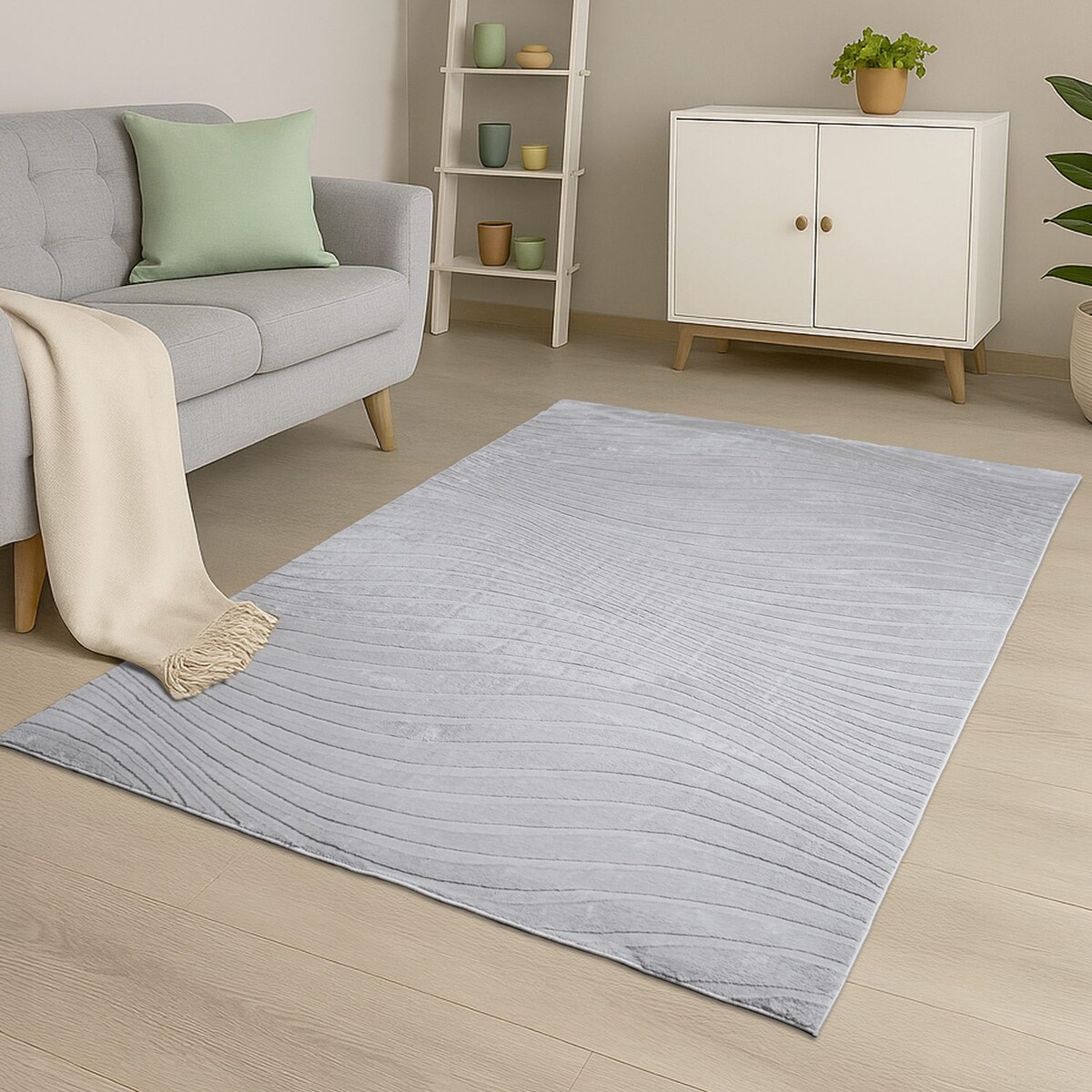 Dywan nowoczesny 3D, miękki Waving 5030 Szary 80x150