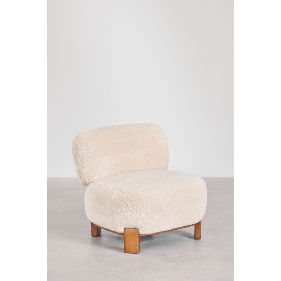 Fotel z drewna kauczukowego i futerka Eldred