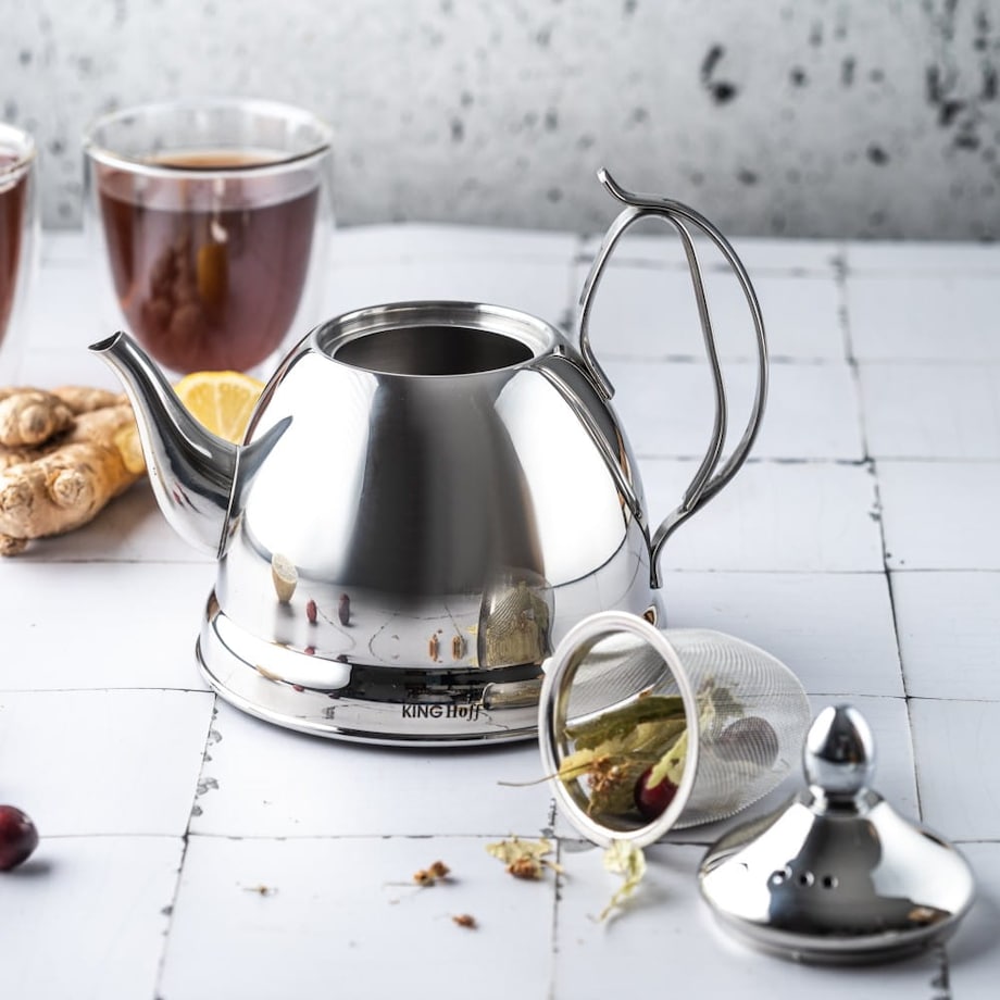 Czajnik czajniczek zaparzacz do herbaty i ziół 1.0L srebrny KINGHOFF