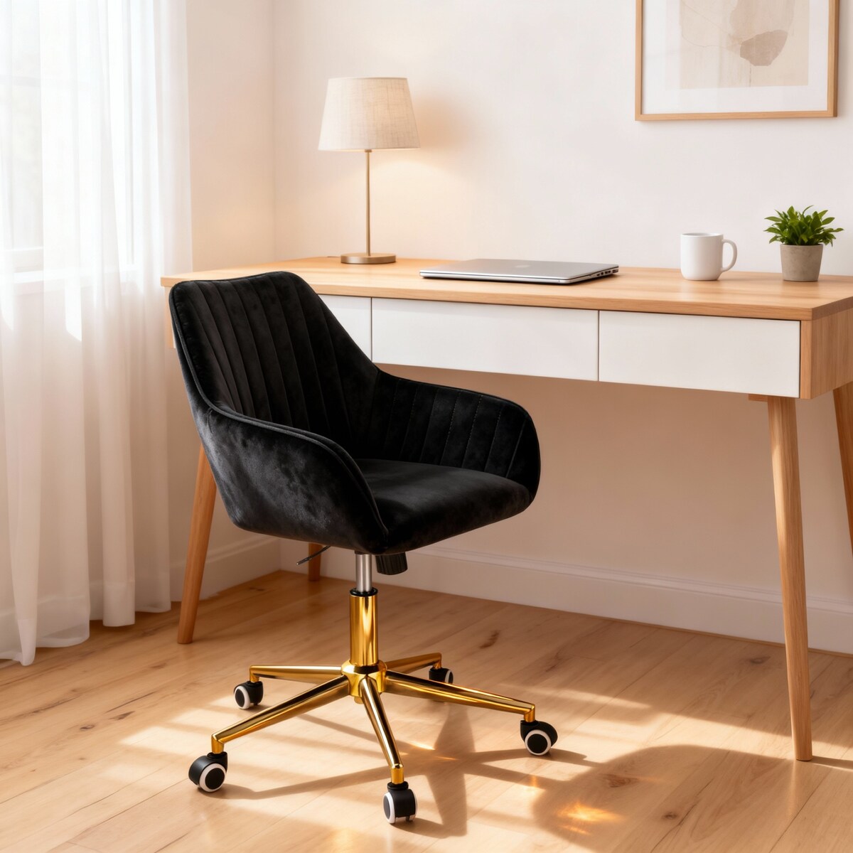 Eleganckie krzesło CORUM obrotowe biurowe do biura czarne