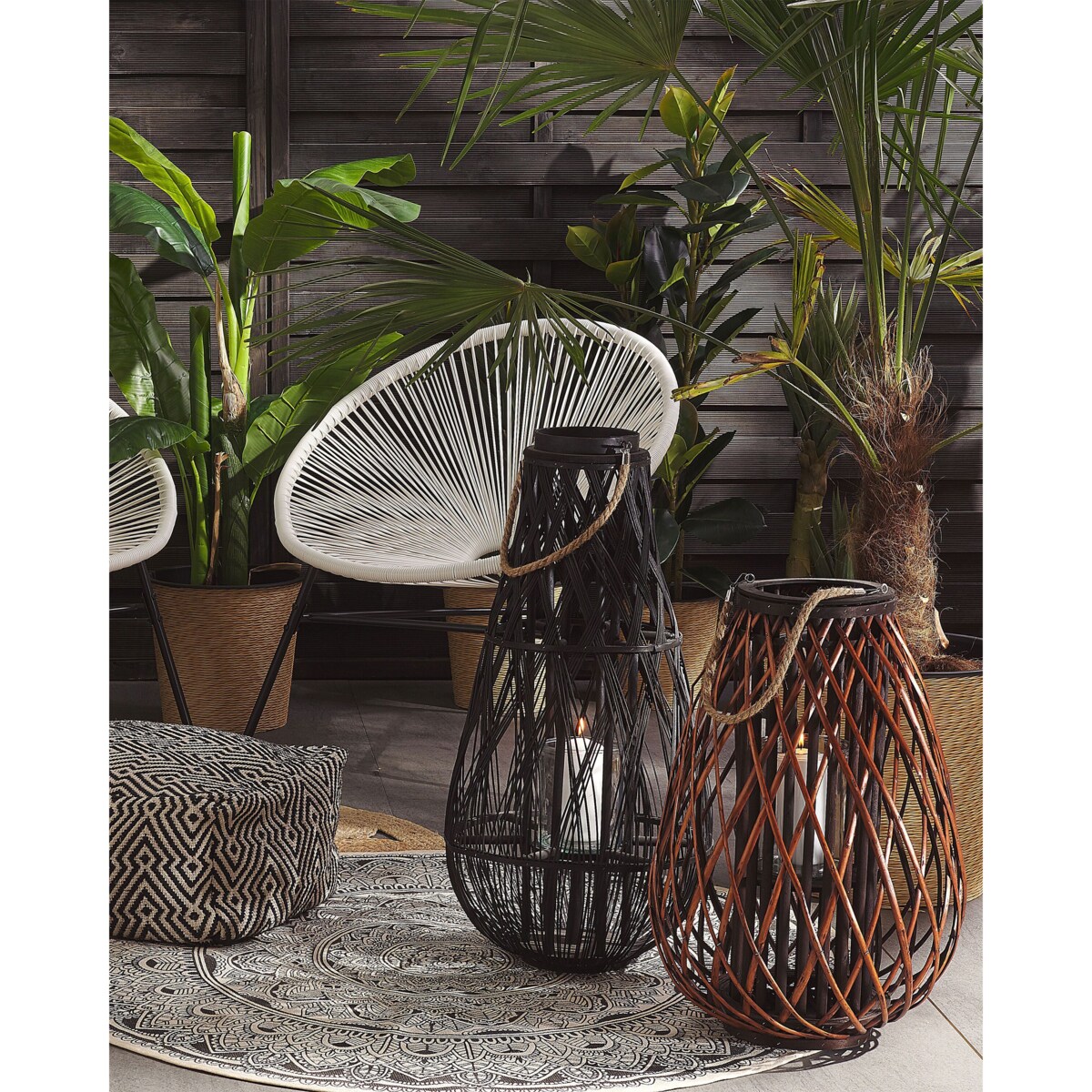 Lampion drewniany 77 cm czarny TONGA