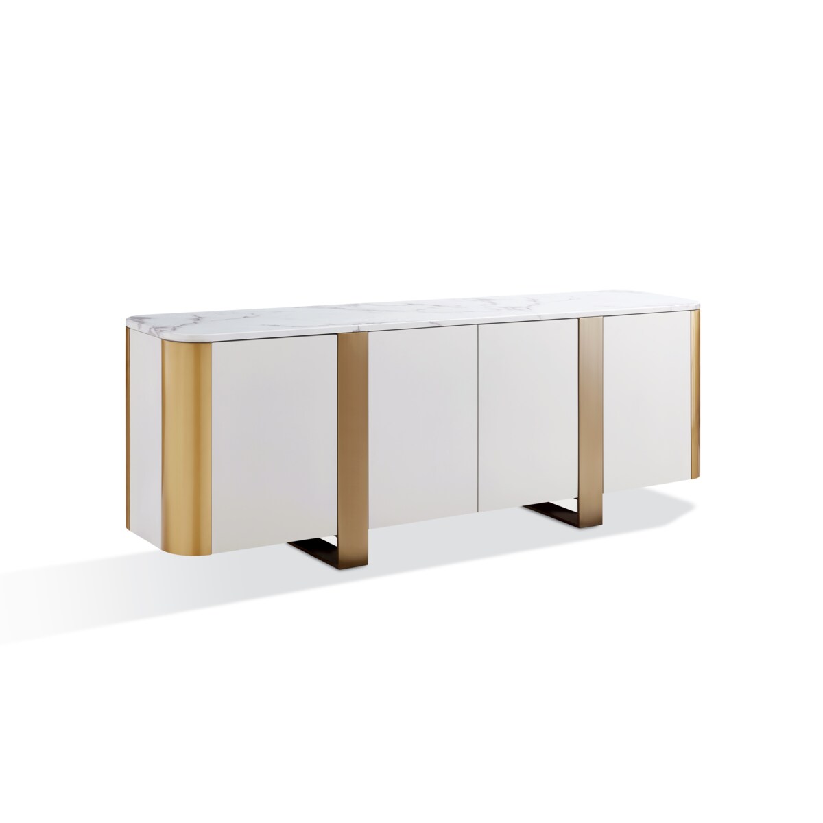 Szafka RTV złota Ola Glamour Premium z blatem marmurowym 200x40x85