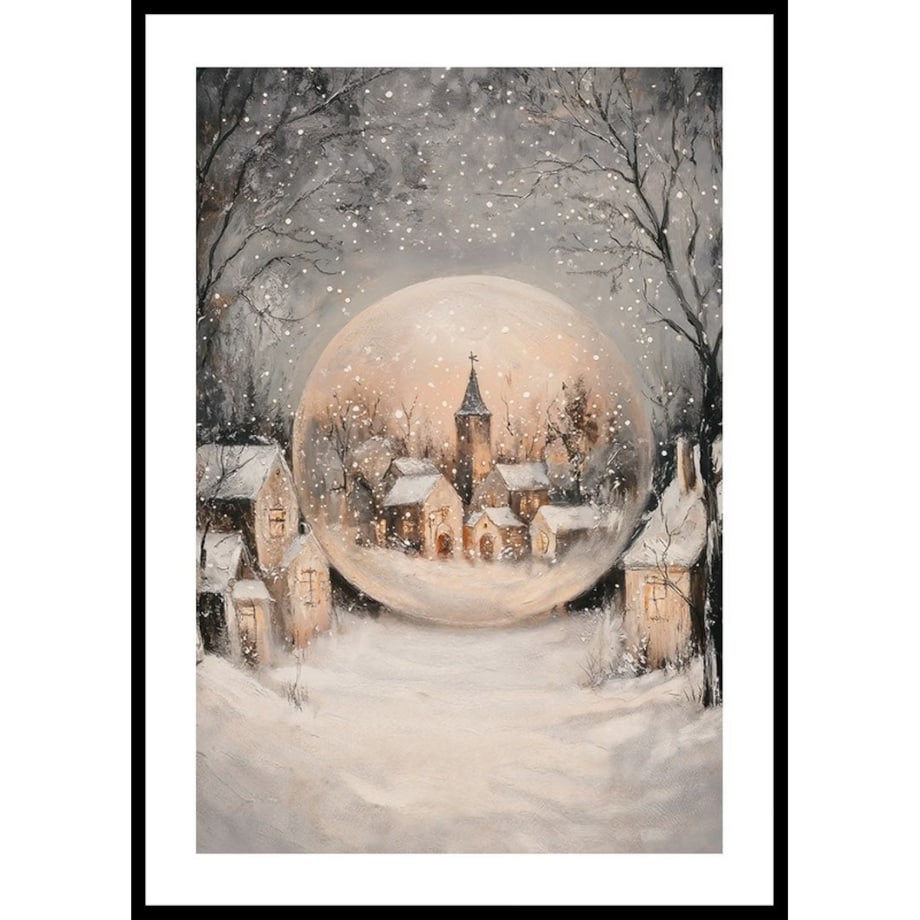 Poster Story, Plakat, Obraz - Magiczna Kula Śnieżna i Malownicza Wioska, wymiary 42 x 60 cm