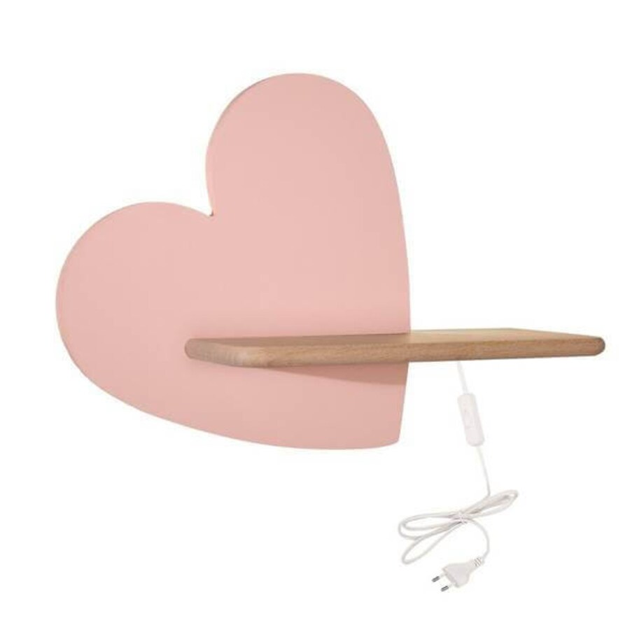 Drewniana LAMPA ścienna HEART 21-84569 Candellux dekoracyjna OPRAWA kinkiet z półką LED 5W 4000K serce różowe drewno