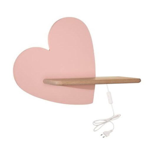 Drewniana LAMPA ścienna HEART 21-84569 Candellux dekoracyjna OPRAWA kinkiet z półką LED 5W 4000K serce różowe drewno