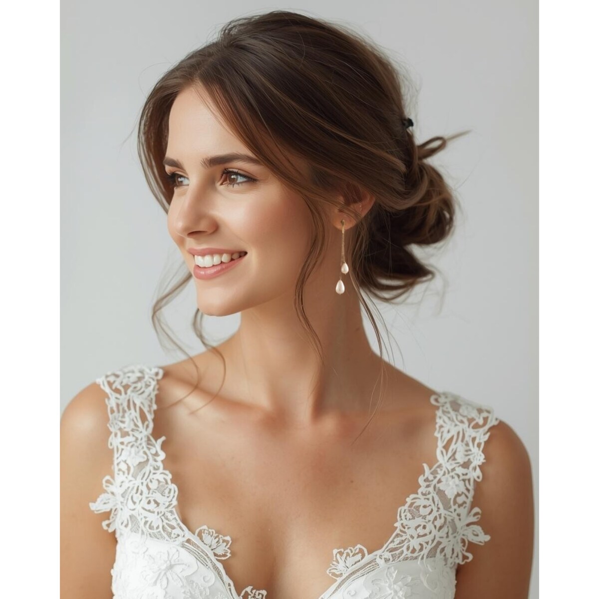 Długie kolczyki ślubne z perłami łezki wiszące 7cm złote robione krople