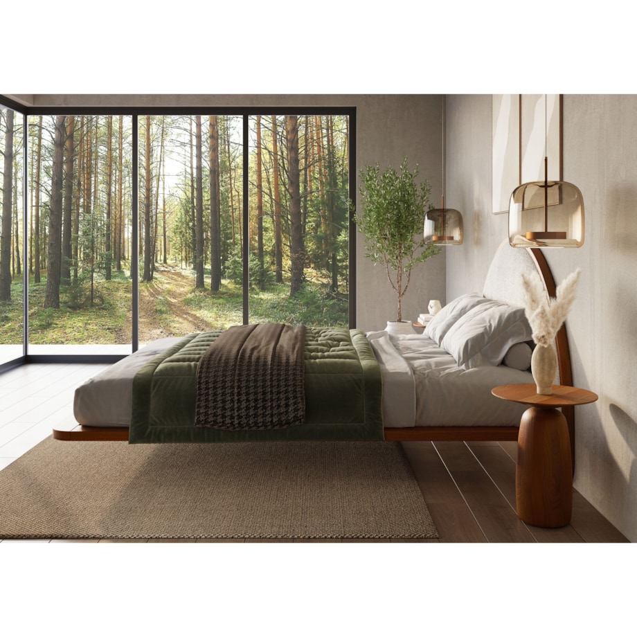 Łóżko lewitujące drewniane bukowe Visby MOMOKO / 180x200 cm, kolor orzech