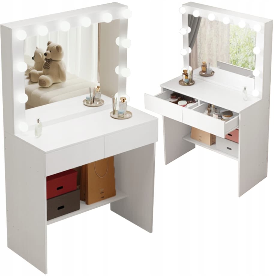 TOALETKA Z LUSTREM LED KOSMETYCZNA MAKIJAŻU WIZAŻU NOWOCZESNA GLAMOUR LOFT