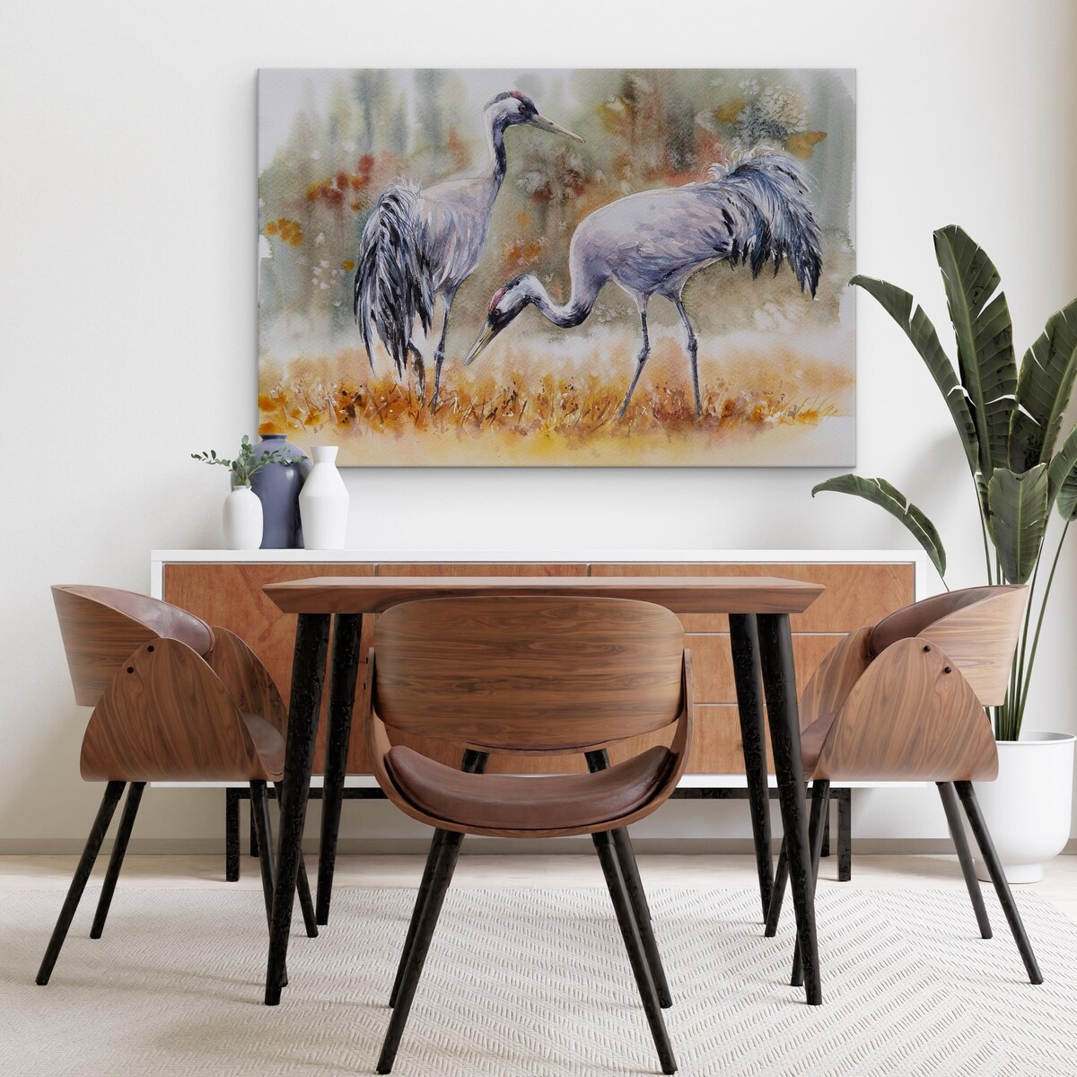 Obraz Na Płótnie Żurawie Malowane Akwarelą 120x80cm