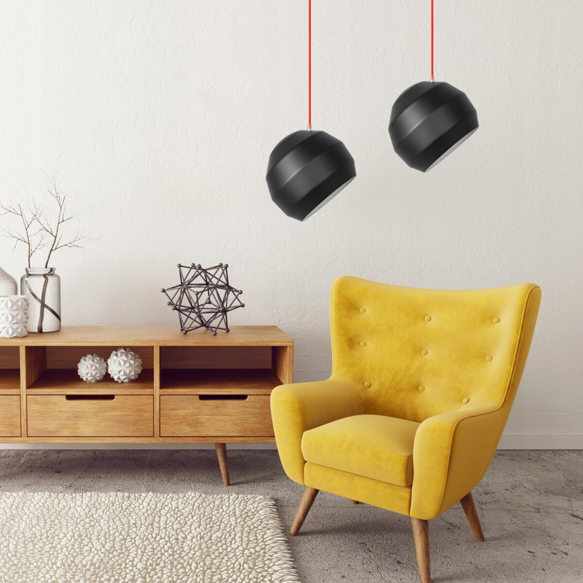 Lampa Sufitowa Wisząca Styl Czarna Metalowa