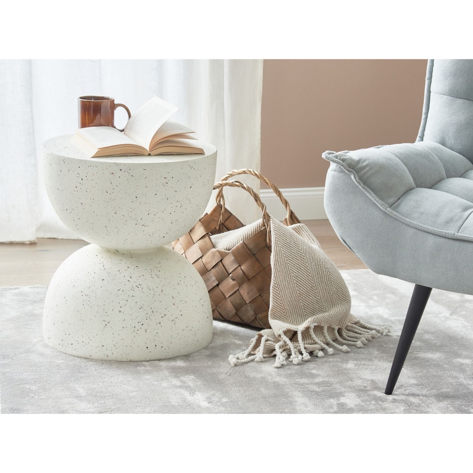 Stolik pomocniczy biały z efektem lastryko CAORIA