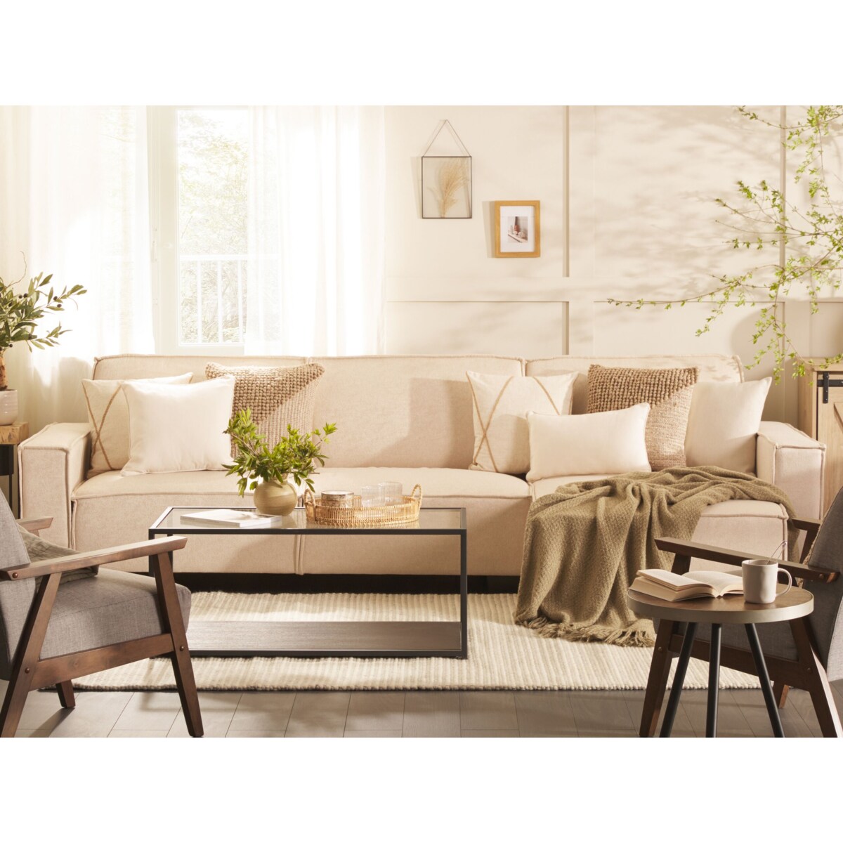 Narożnik prawostronny rozkładany beżowy ROMEDAL