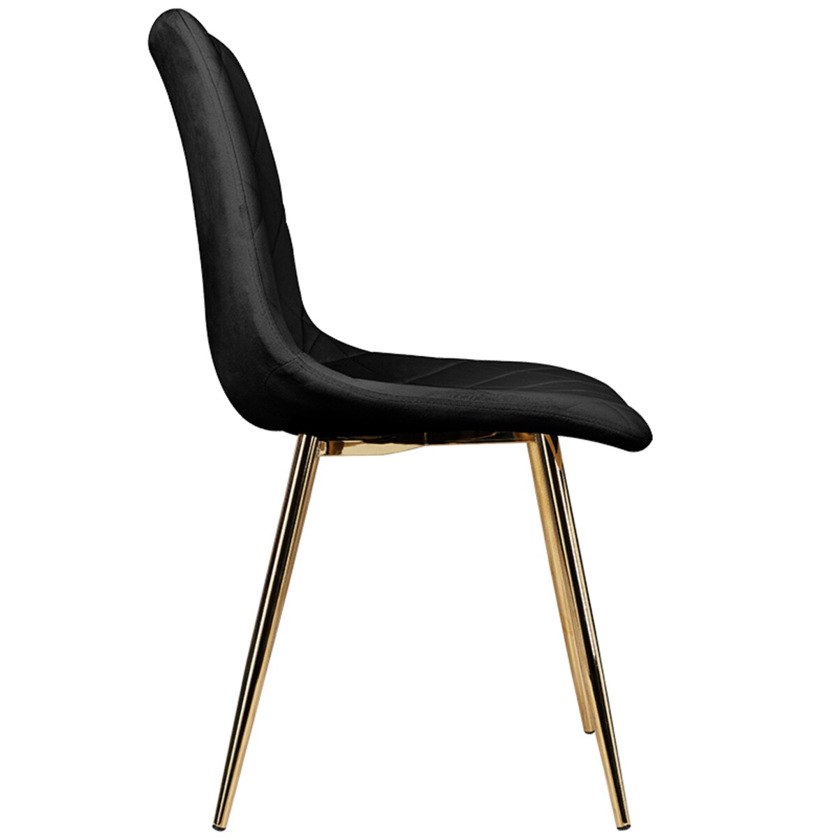Krzesło tapicerowane czarne welurowe pikowane nowoczesne złote nogi