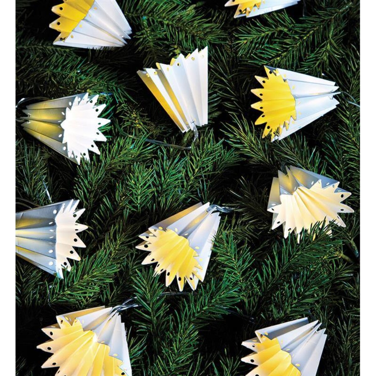 Papierowy łańcuch choinkowy 1,85m 10 LED 0,3W ciepła biały