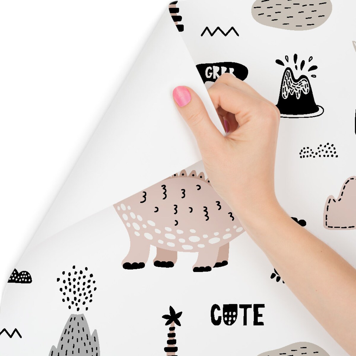 Tapeta Ścienna Dla Dzieci Dinozaury Wulkany Bajka Styl Skandynawski