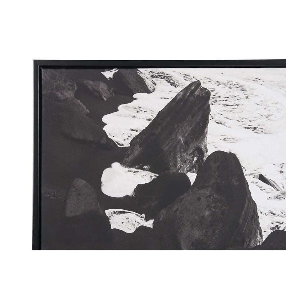 Obraz na płótnie w ramie morze 63 x 93 cm czarno-biały SIZIANO