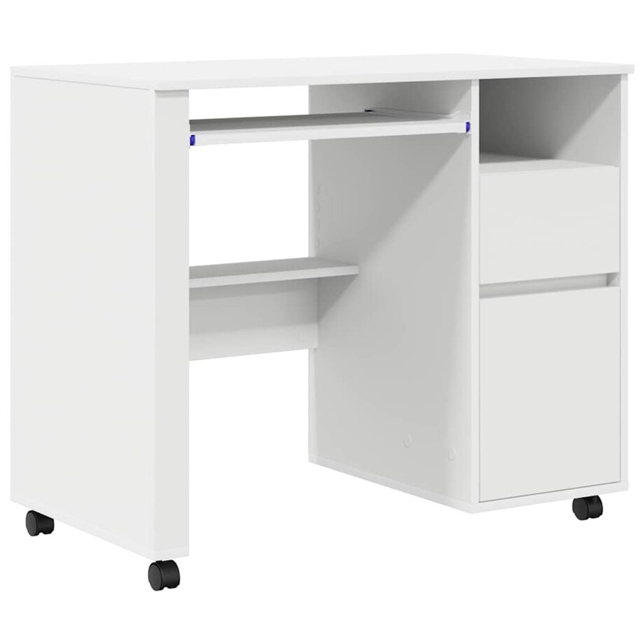 vidaXL Biurko na kółkach Biały 91 x 50 x 77 cm Materiał drewnopochodny