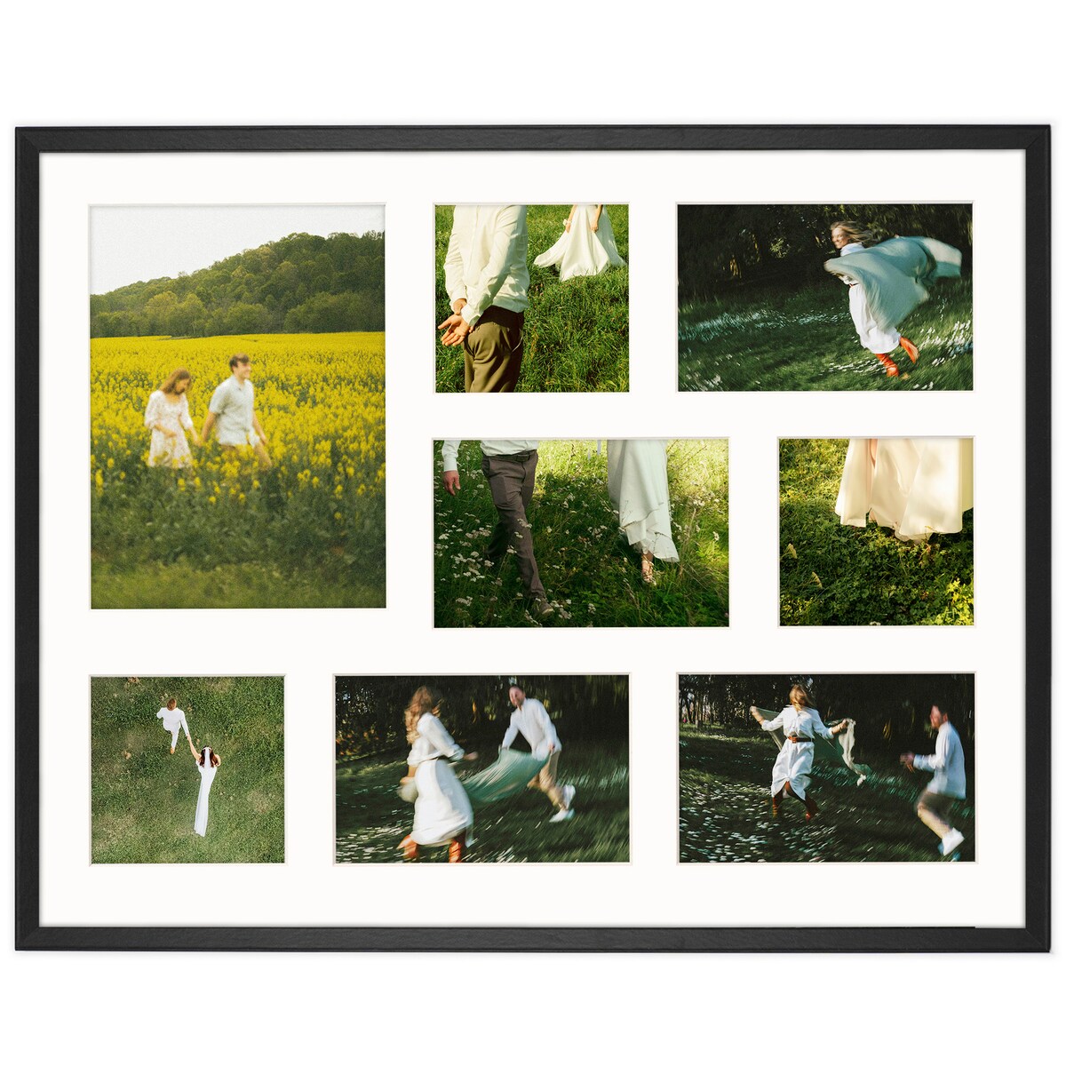 Ramka na zdjęcia 3x 10x10 4x 10x15 1x 15x21 czarna galeria na 8 zdjęć ramka 40x50 cm FRAMAI