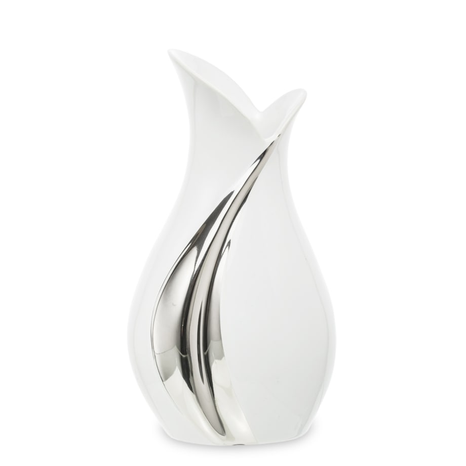 Wazon ceramiczny 30x12,5x15 cm BELO srebrno-biały