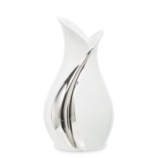 Wazon ceramiczny 30x12,5x15 cm BELO srebrno-biały
