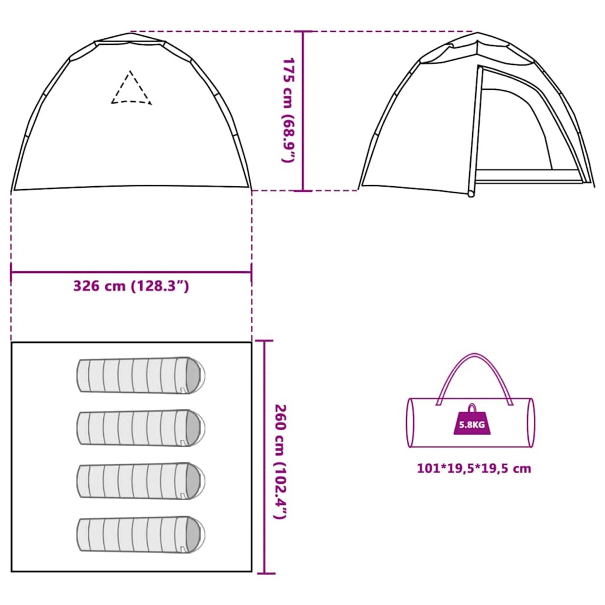vidaXL Namiot turystyczny, 4-os., niebieski, szybkie rozkładanie