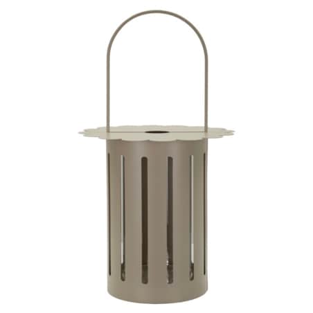 Lampion dekoracyjny Saturn, kolor szarobeżowy, metal i szkło, 24 x 24 x 43 cm, styl nowoczesny, dekoracja do salonu, Mauro Ferretti
