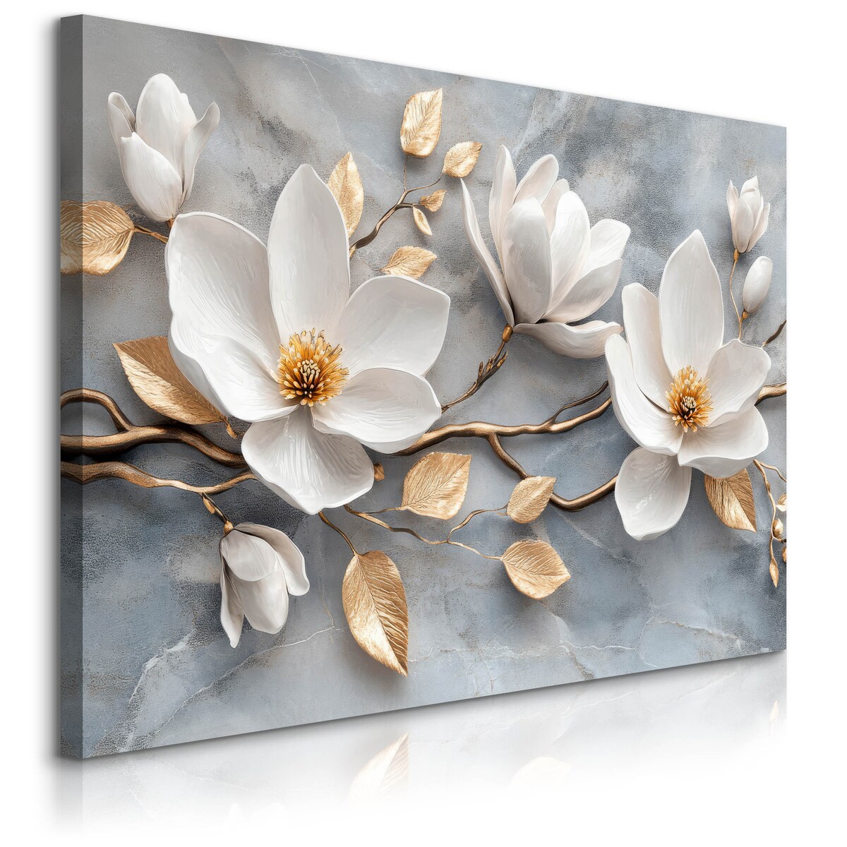 Obraz na płótnie Białe magnolie na marmurze 120x80cm