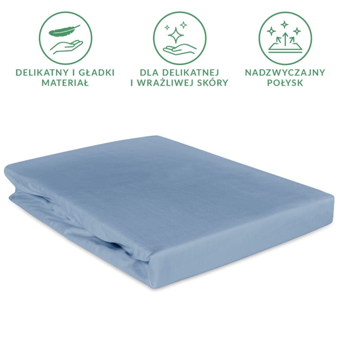 Prześcieradło satynowe z gumką 160x200 kolor Niebieski
